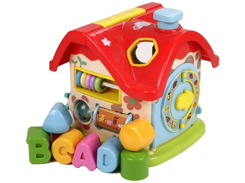 Vidám formaválogató házikó - műanyag bébijáték