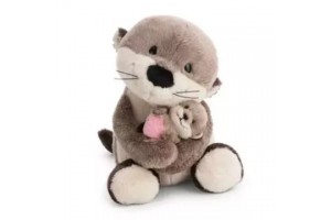 Nici hód anya-baba plüss 20 cm, rózsaszín szív