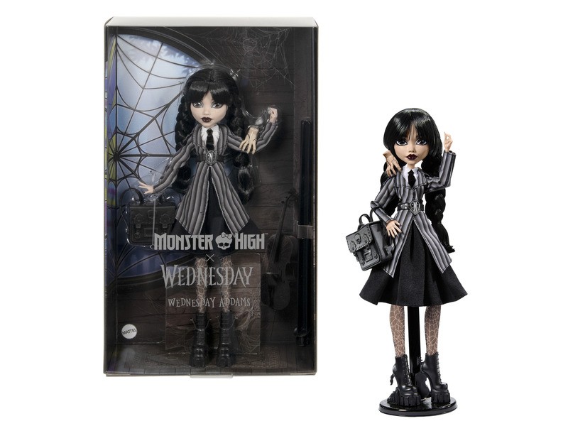Monster High x Wednesday baba – izgalmas ablakos csomagolás