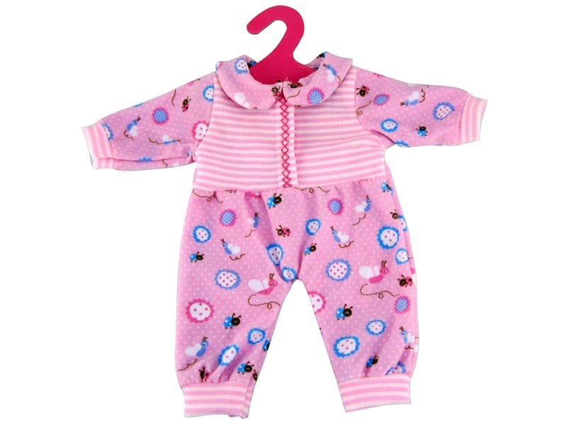 Rózsaszín pöttyös kezeslábas 46 cm-es babához