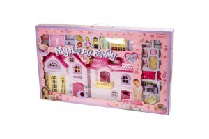 Bútorozott óriás babaház - rózsaszín