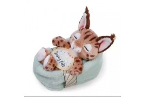 Nici Alvó hiúz plüssfigura kosárban, 12 cm