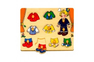 Fa öltöztető fiú kirakó - színes ruhadarabokkal