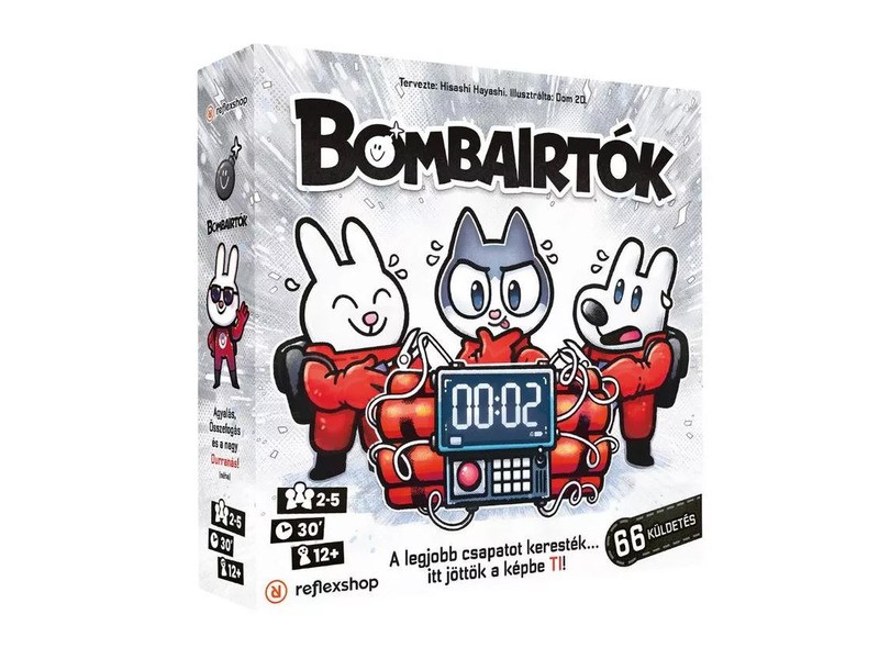 Bombairtók társasjáték doboza — kooperatív bombadefuse