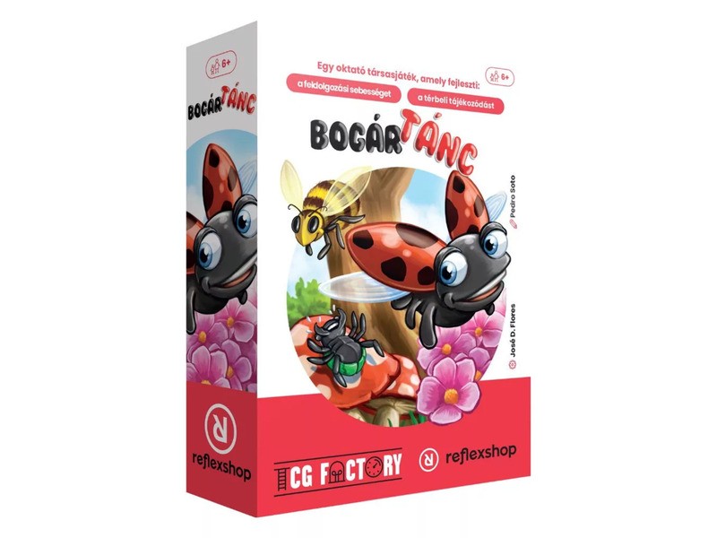 Bogártánc társasjáték doboz és játékelemek