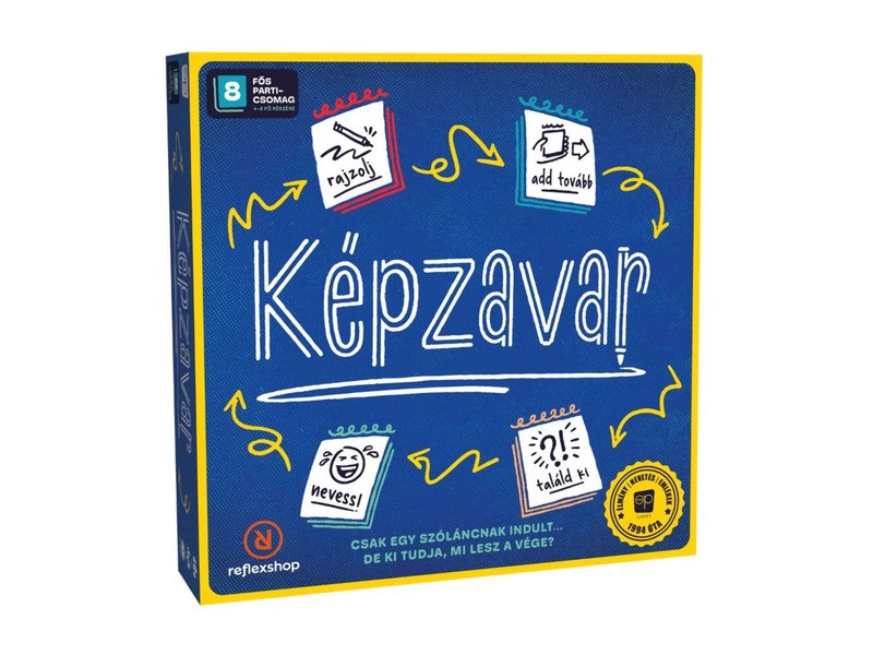Képzavar társasjáték doboza és kártyák