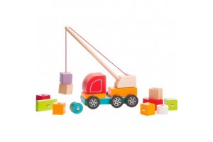 Cubika fa darus autó mágneses építőkockákkal
