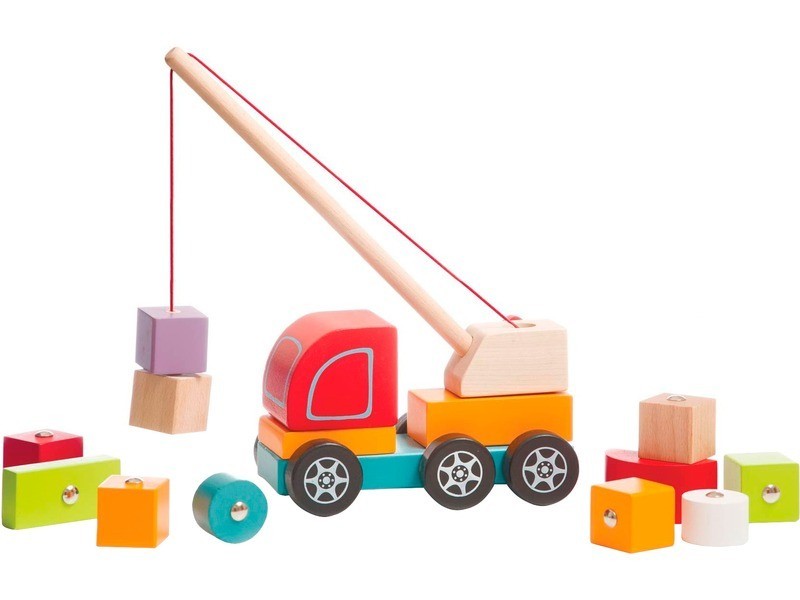 Cubika fa darus autó mágneses építőkockákkal