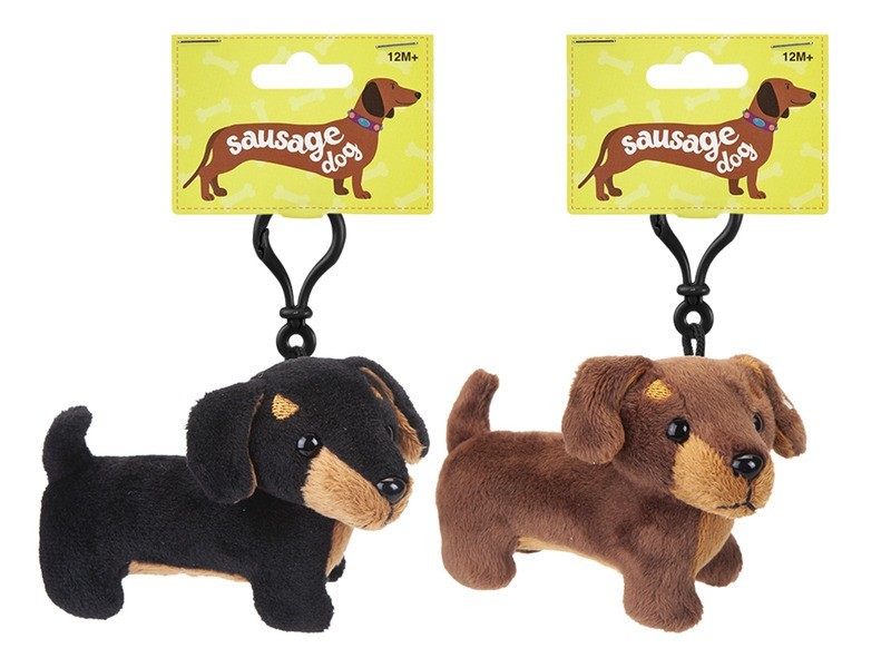 Plüss tacskó kulcstartó 10 cm (2 változat)