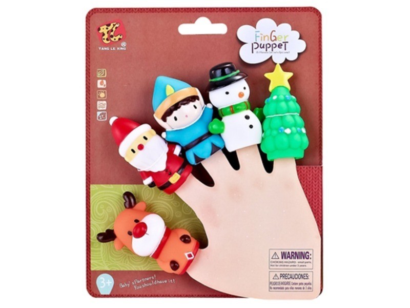 Karácsony ujjbáb 5 darab: télapó, hóember, manó, rénszarvas