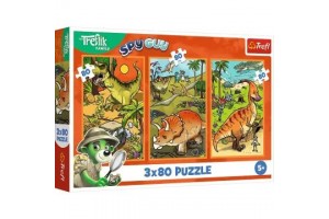 Trefl: Dinoszaurusz puzzle 3 az 1-ben (3×80 db)