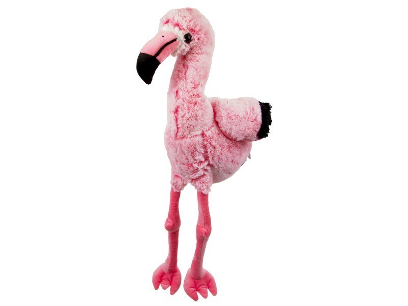 Plüss flamingó 35 cm - rózsaszín, hosszú lábakkal