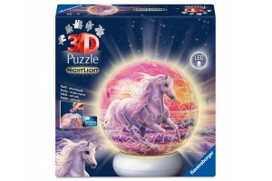 Puzzle 3D - Lovak a tengerparton, éjjeli fény