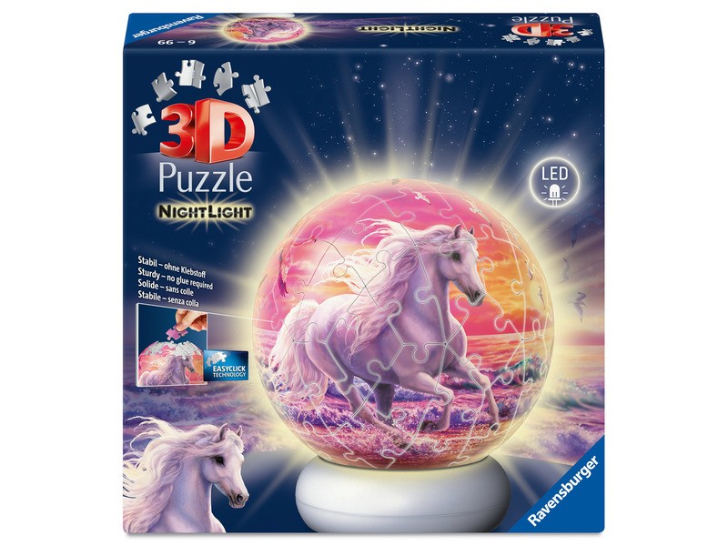 Puzzle 3D - Lovak a tengerparton, éjjeli fény