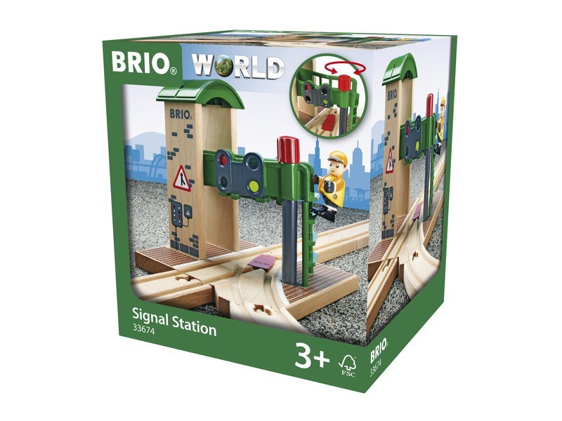 BRIO jelzőállomás – piros gomb, bal/jobb sín