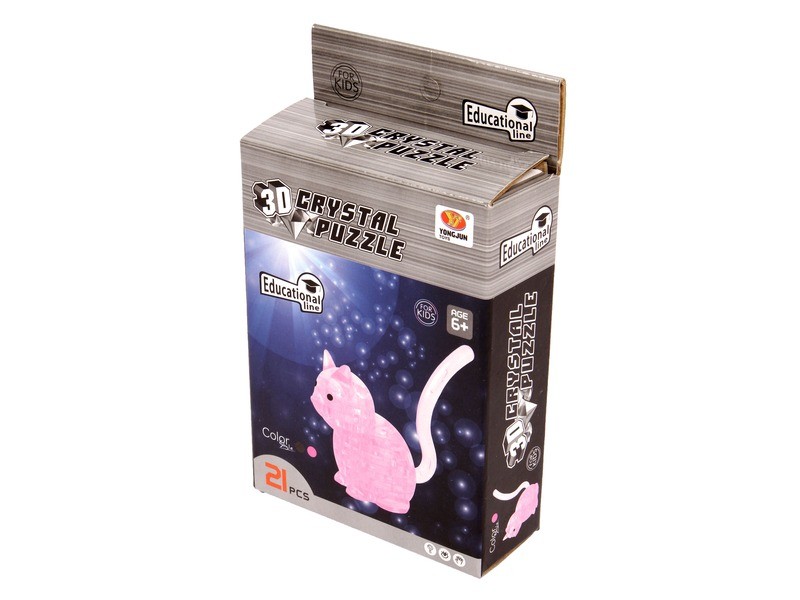 Cica 21 db 3D kristály puzzle (fekete/rózsaszín)