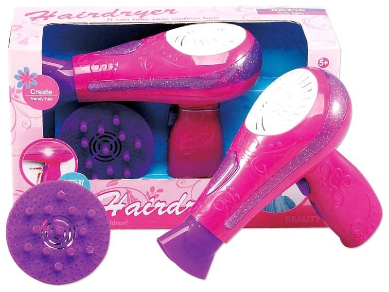 Rózsaszín csillámos világító hajszárító készlet