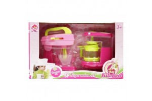 Rózsaszín mini keverőgép és kávéfőző