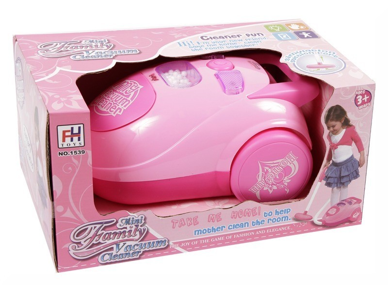 Rózsaszín elemes játék porszívó