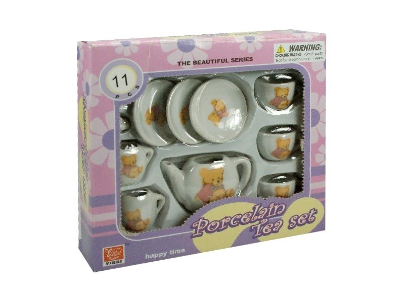 Macis porcelán 11 darabos teáskészlet, mackós csészék