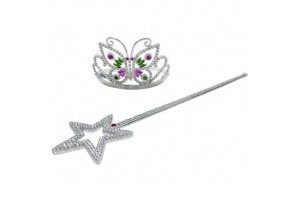 Varázspálca és pillangós tiara, ezüst ékkövekkel