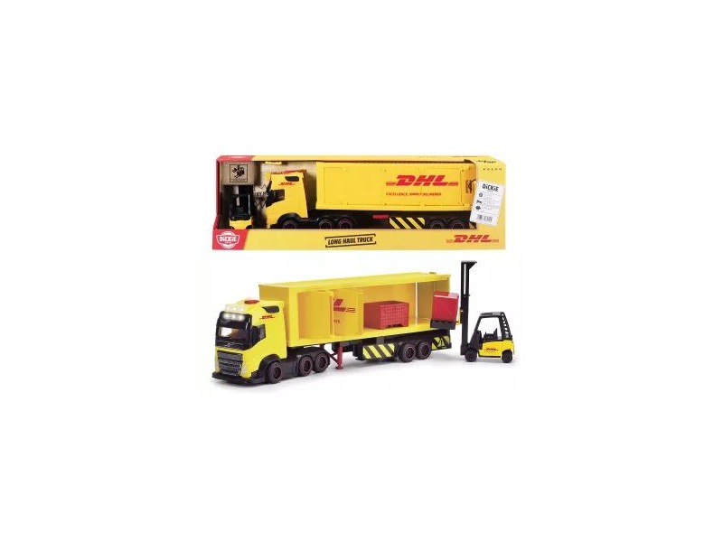 Simba DHL Volvo FH játékkamion 35 cm, targonca és kiegészítők