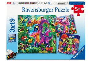 Puzzle 3x49 db - Bébisárkányok - gyerekeknek