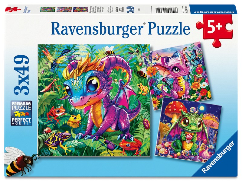 Puzzle 3x49 db - Bébisárkányok - gyerekeknek