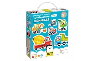 Haladó kirakó - munkagépek, 33 db puzzle, fogantyús doboz