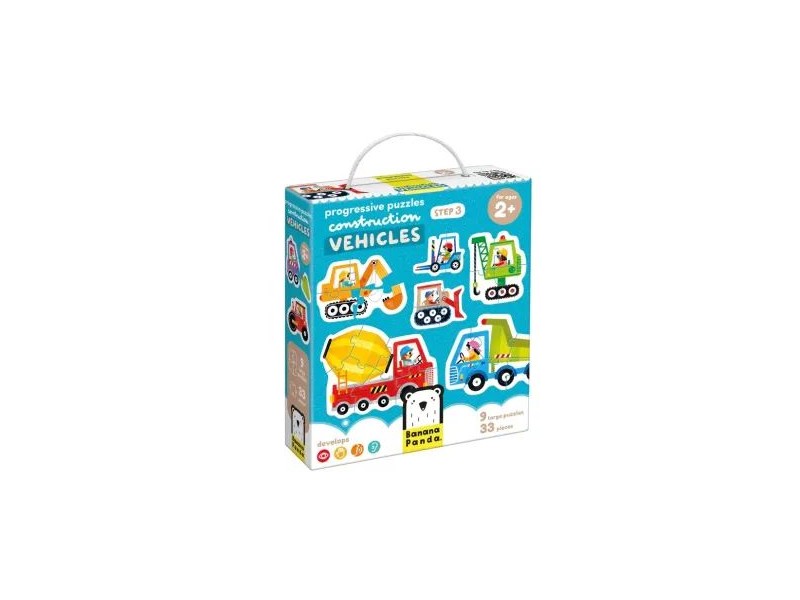 Haladó kirakó - munkagépek, 33 db puzzle, fogantyús doboz