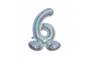 Ezüst hologramos lábas lufi - 6 db