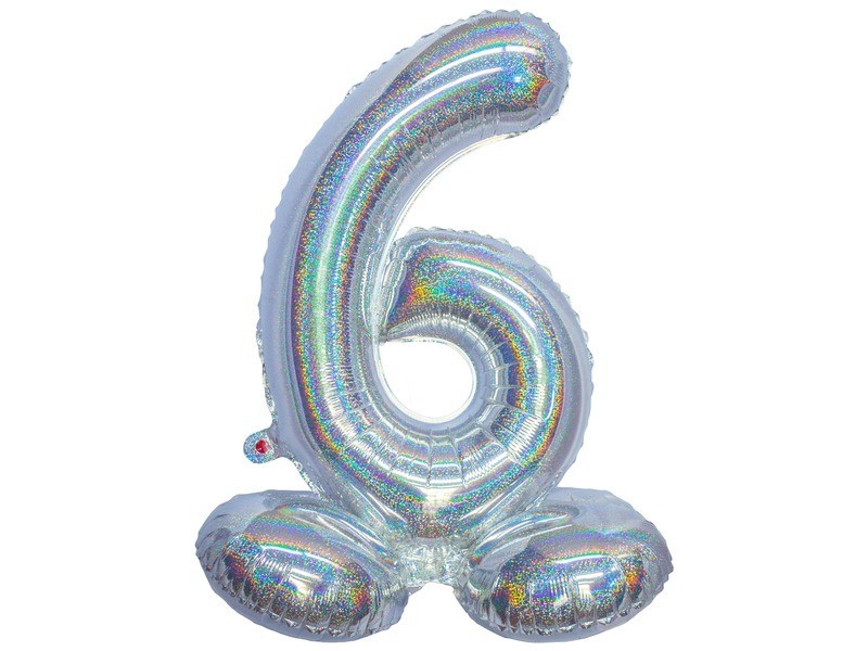 Ezüst hologramos lábas lufi - 6 db