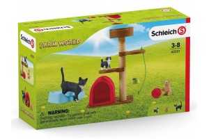 Schleich macska játék készlet - 3 macska és kiegészítők