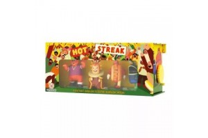Hot Streak társasjáték doboz és 4 kabalafigura