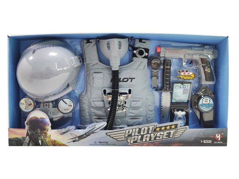 Gyerek pilóta jelmez szett – kabát, sapka, jelvény