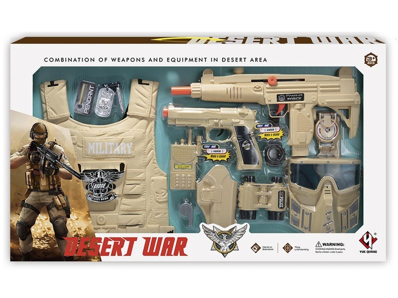 Sivatagi katona jelmez szett játék fegyverekkel