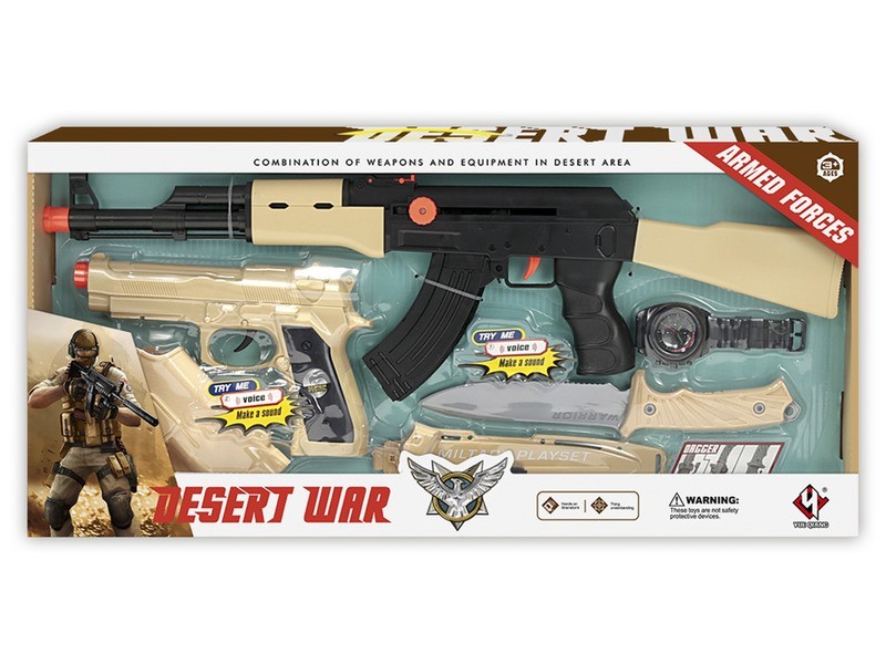 Sivatagi katonai fegyver játék szett