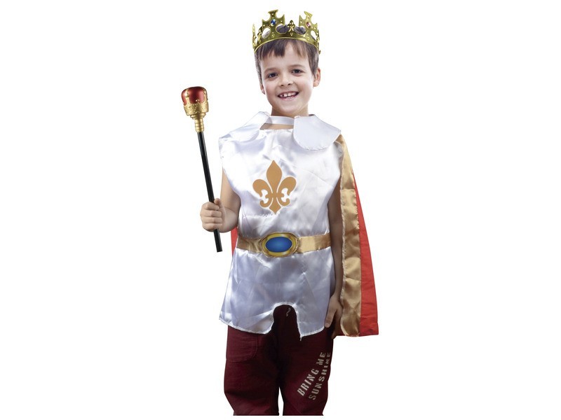 Király jelmez: köpeny, korona és jogar