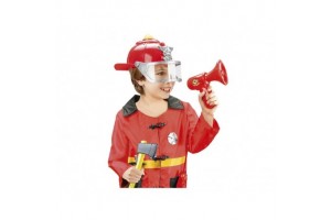 Zenélő és világító tűzoltó jelmez - kabát és 7 kiegészítő