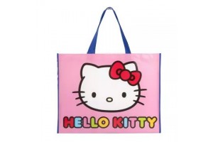Hello Kitty kicsi ökotáska, rózsaszín minta