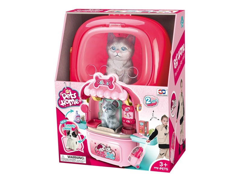 Cica húzható bőröndben – plüss játék képe