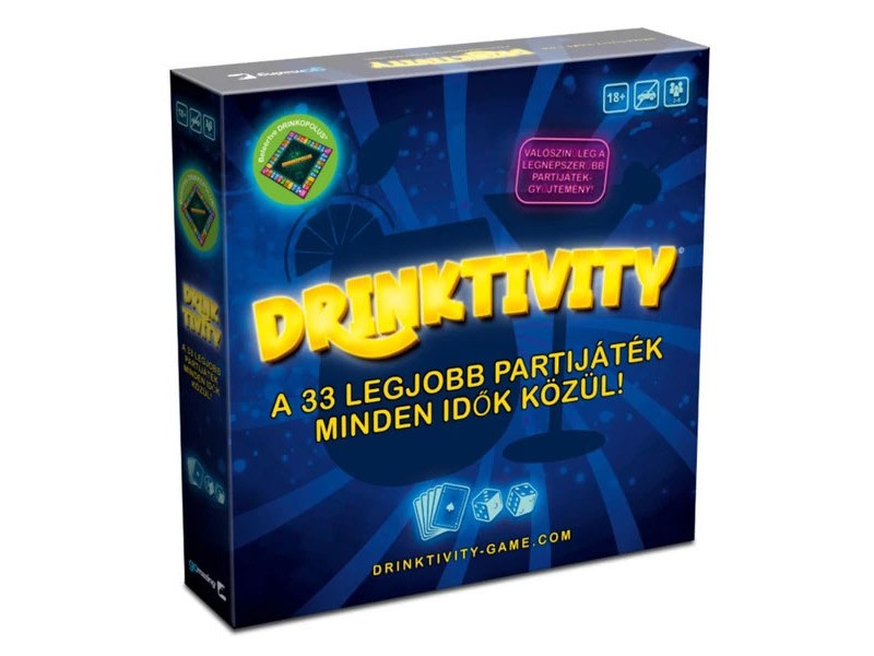 Drinktivity társasjáték doboza és kártyák