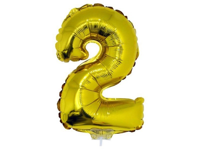 Arany 2-es fólia lufi, 42 cm