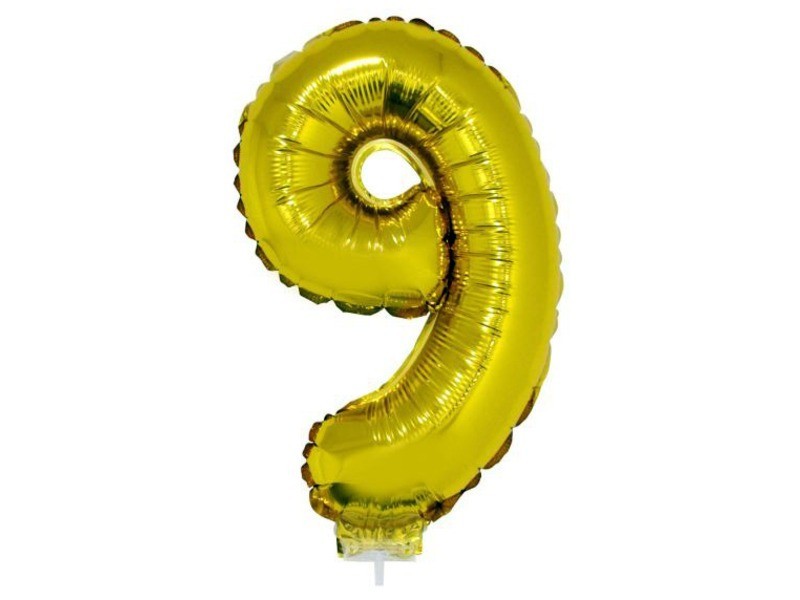 Arany 9-es számos fólia lufi, 42 cm