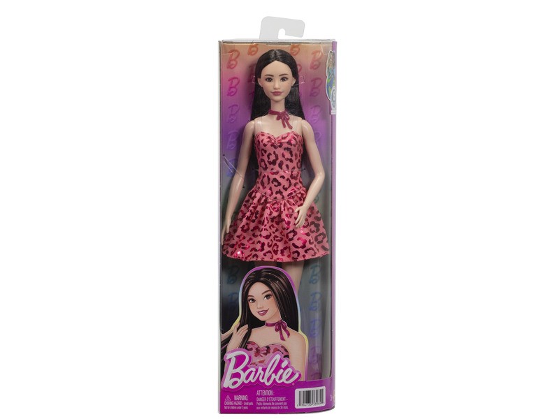 Barbie Fashionista barátnők pink párducmintás ruhában