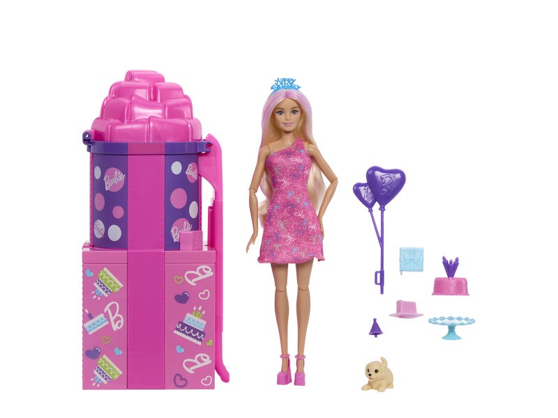 Barbie Party Reveal meglepetés szett csúszdával