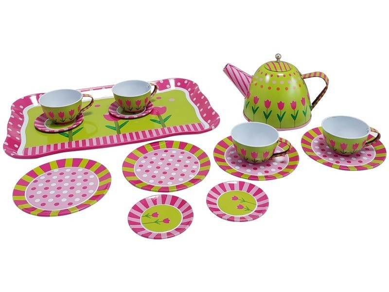 Fém teáskészlet bőröndben – 26×10×19 cm