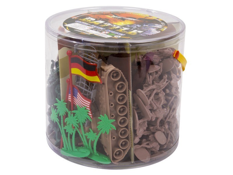 Katonai játék szett — 113 darabos figurák és járművek