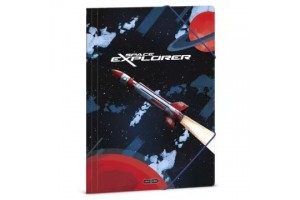 Space Explorer A/4 gumis mappa – űr design, fényes borító