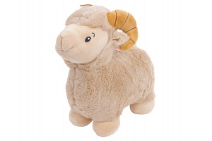Hangot adó plüss kos 28 cm (vaj/szürke/barna)